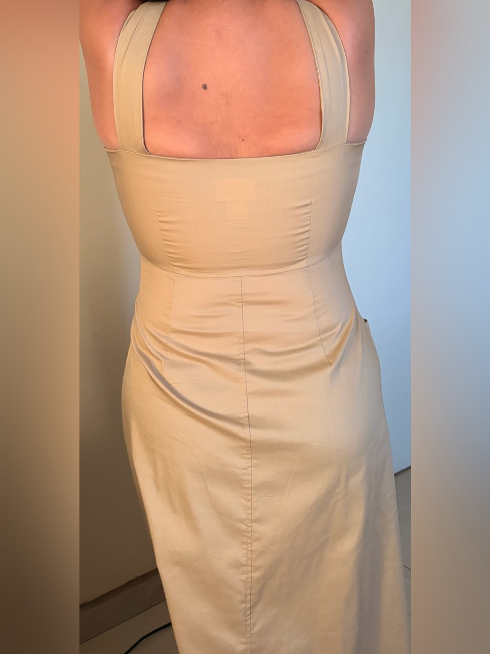 Beige Zip-Front Maxi Dress - Picture 2 of 3
